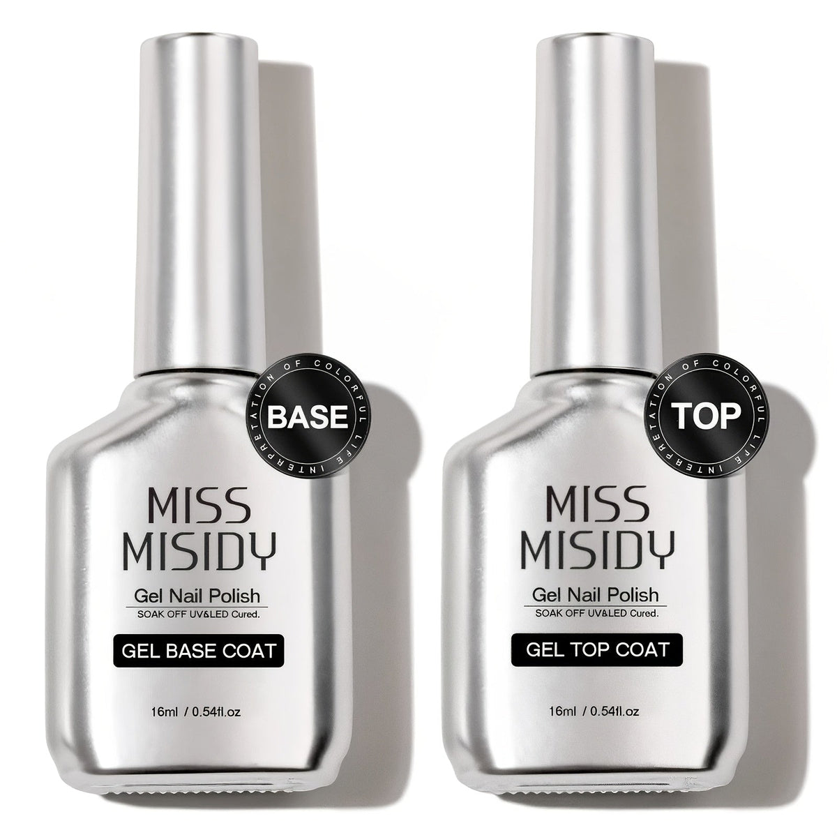 Soak-Off Gel Top Coat and Base Coat Set 2Pcs Super Shine Mirror Finish Long Lasting LED UV Lamp Gel Polish Foundation Seal Manicure Kit Nail