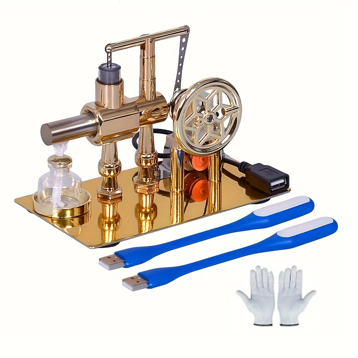 Stirling Engine Generator Kit, Single Cylinder Stainless Steel Pneumatic Model with the Listed Color, Size or Set Options for Everyday Use