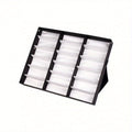 Eyeglass Organizer Box 18 Grid – Velvet Sunglasses Display Case with Foldable Cover, Scratch-Proof Storage for Glasses & Jewelry
