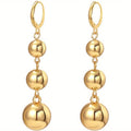 Dangle Earrings Graduated Three-Ball Drop Pair with Hook Wires and Gold-Tone or Silver-Tone Finish