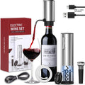Electric Wine Opener Set, Rechargeable Corkscrew with Wine Aerator Dispenser, Vacuum Stopper & Foil Cutter for Any Occasion Gift