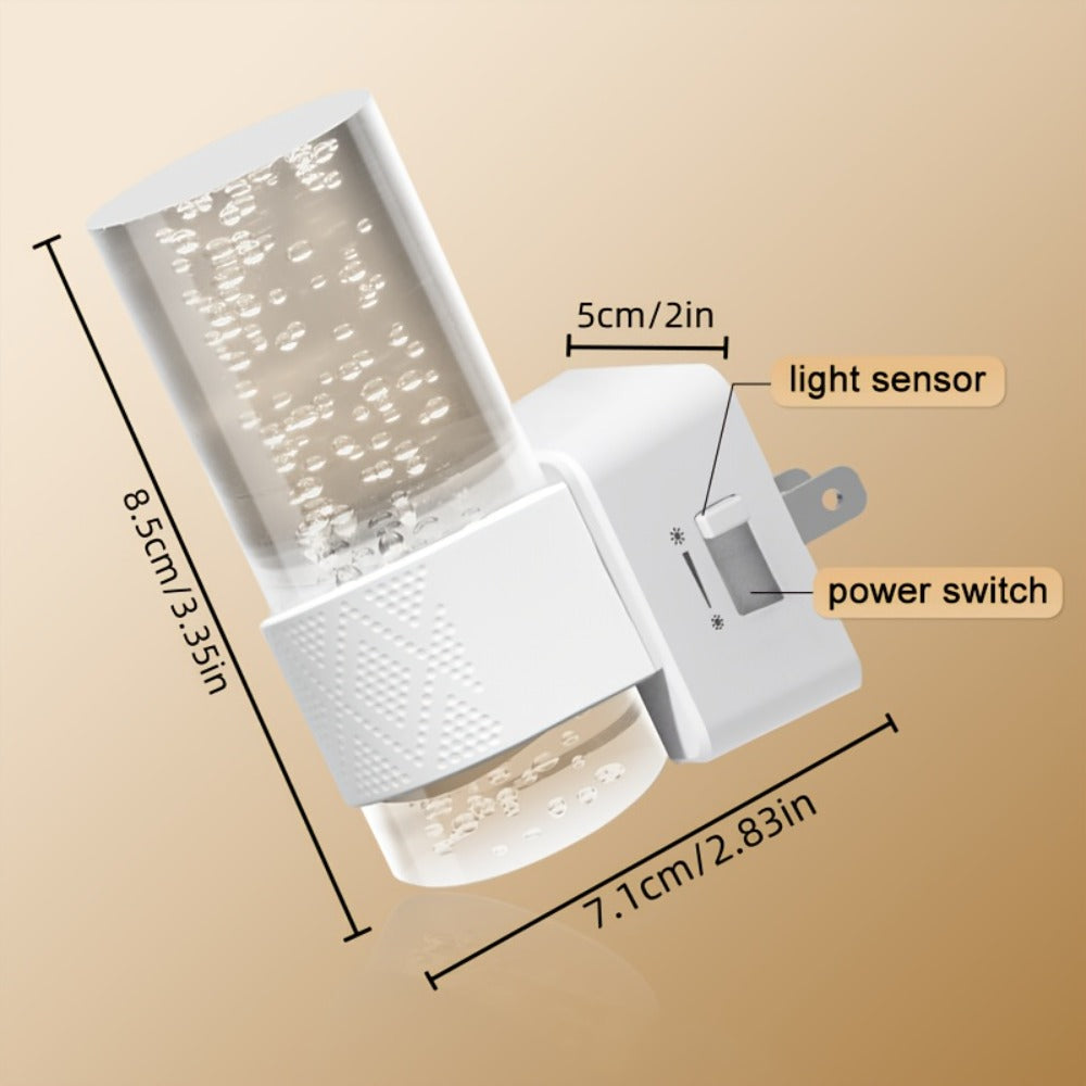 Night Light Plug-In Wall Lamp 2-Pack with 3000K Warm White LED, Touch Dimming and Automatic Light Sensor