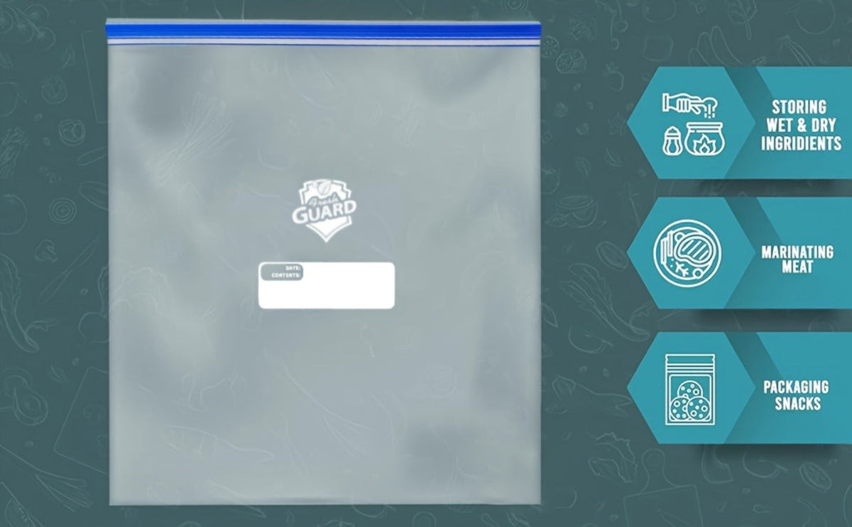 Reclosable Food Storage Bags Heavy Duty Ziplock Seal Fresh-Keeping Bags for Fruits Vegetables Grains Meat Kitchen Organizer Multiple Sizes