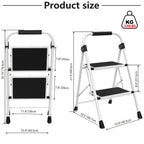 Folding Steel Step Stool with Storage Shelf & Wide Anti-Slip Pedal, 2/4-Step Sturdy Portable Step Ladder for Home