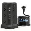 Surge Protector Power Strip Tower with 12 AC Outlets 5 USB Ports 8.8FT Extension Cord Night Light for an Everyday Personal Care Routine