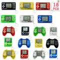18-Piece Mini Game Keychain Set with Controller and Handheld Shapes in Six Pictured Case Colors