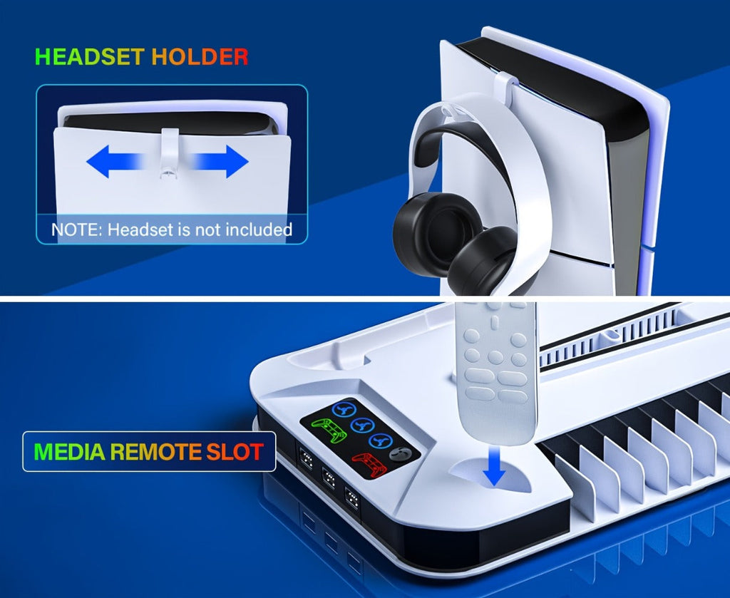 PS5 Pro Slim Cooling Station with Controller Charging Station for PS5/Slim/Pro Standard & Disc/Digital Console