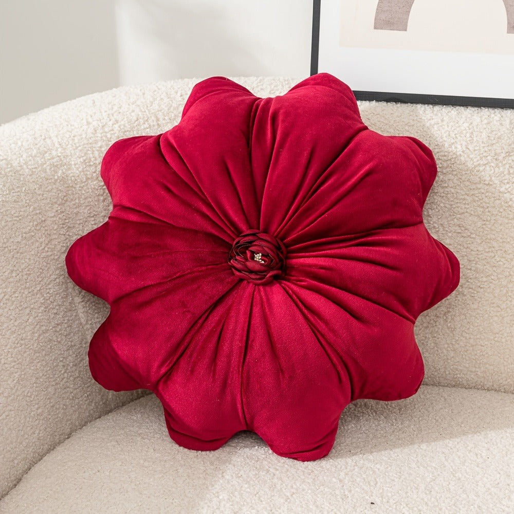 Round Flower Shaped Throw Pillow with Insert 16 Inch Soft Knit Decorative Cushion Machine Washable Zipper for Sofa Bed Car Home Decor 5
