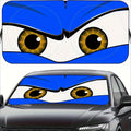 Car Windshield Sun Shade Funny Eyes Foldable UV Blocker Visor – Blue & Red Eye Styles with Reinforcement Tape for Most Cars SUVs Trucks