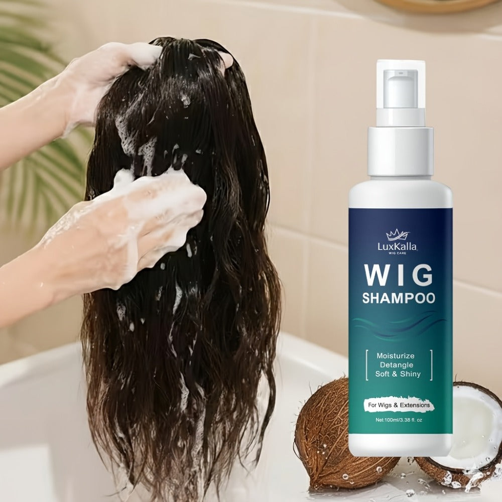 Synthetic Hair Shampoo 2-in-1 Deep Cleansing Revitalizing Detangling, Soak & Rinse Formula for Wigs Hair Extensions Braids