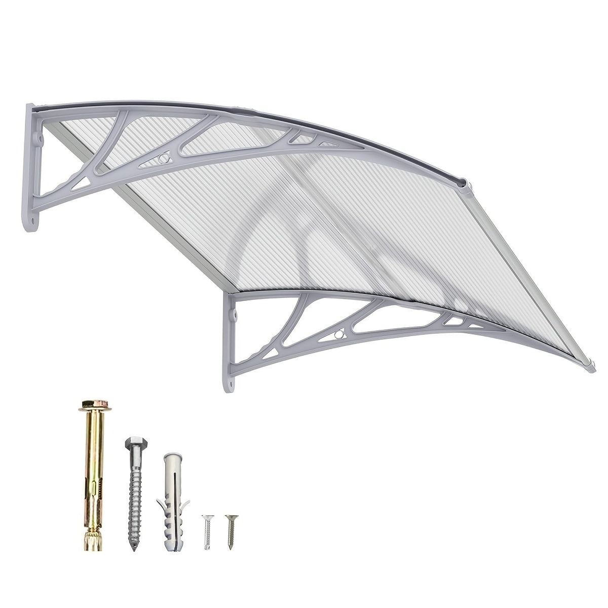 Polycarbonate Window Awning Door Canopy - UV Rain Snow Sun Protection Overhang for Doorways, Patio & Windows