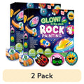 Glow Rock Painting Craft Kit with 10 Rocks, Paints, Brushes, Gems and Stickers in One- or Two-Pack Options