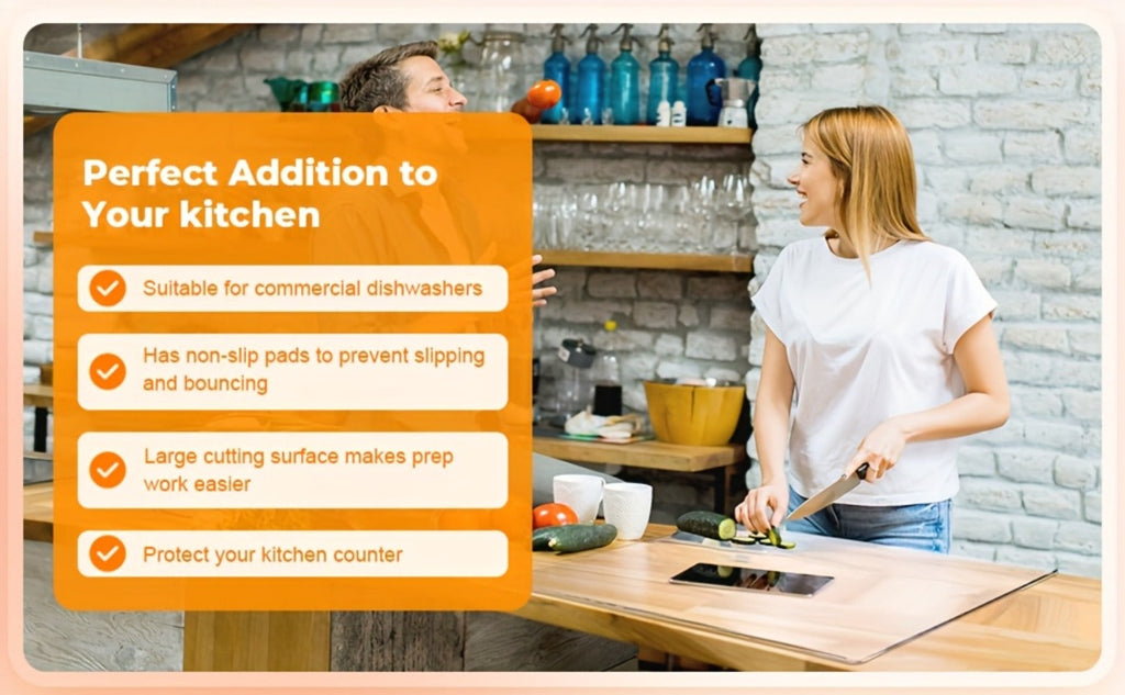 Acrylic Cutting Board Large Anti-Slip 17x23 Inch – Clear & Black Countertop Protector for Kitchen & Restaurant