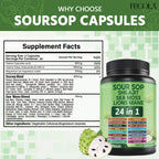 Sea Moss Capsules 24-in-1 Superfood Blend 2238mg with Soursop Shilajit Lion's Mane Graviola