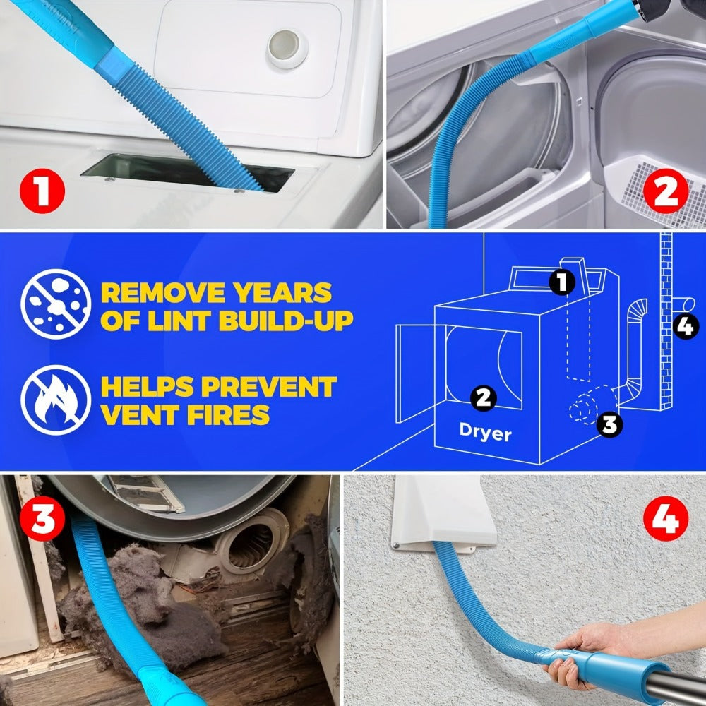 Dryer Vent Cleaner Kit 2pcs Vacuum Hose Attachment Replacement Parts Lint Trap Brush Flexible for Entryways, Bedrooms and Living Spaces