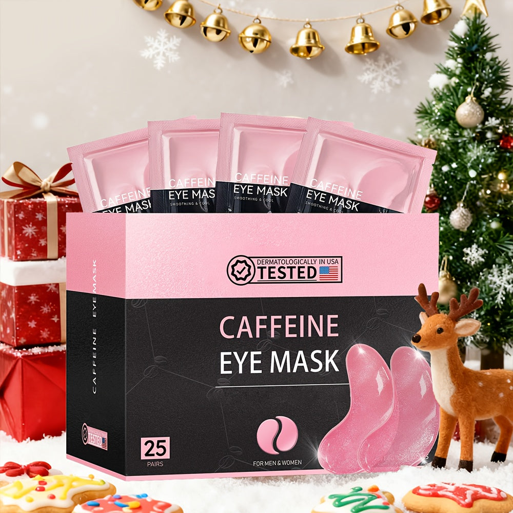 Caffeine Eye Mask 25 Pairs Under Eye Patches with Collagen Hyaluronic Acid Glycerin – Reduces Dark Circles Puffiness Firms & Hydrates Korean