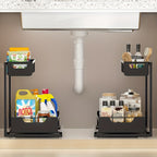 Two-Tier Sliding Under-Sink Organizer in Black, White or Gray with One- or Two-Pack Options