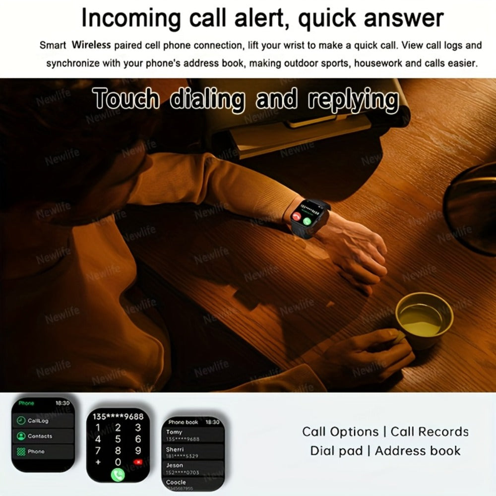 Smartwatch Email Display 1.83" Full Touch – Wireless Calling, Pedometer, Activity Tracker, Multi-Exercise Modes, Dual TPU Strap, USB