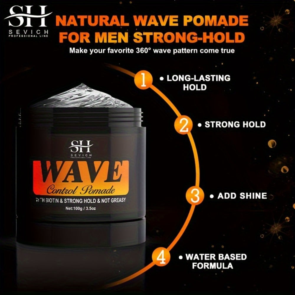 360 Wave Pomade Strong Hold Hair Styling with Jojoba Oil – Frizz Control Moisturizing Formula for Dreads Locks Twists Coily Curly Wavy Hair