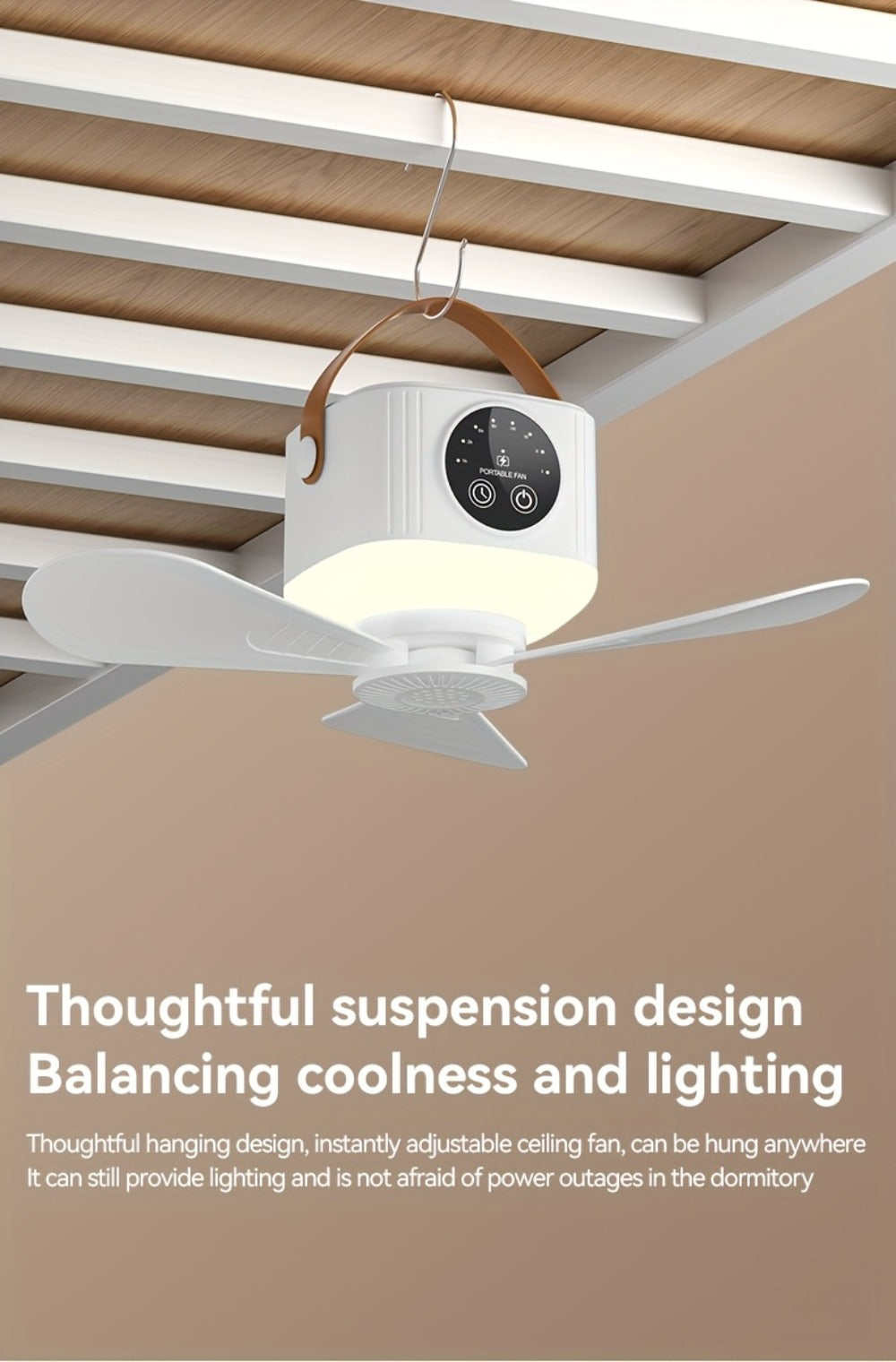 Portable Fan USB-Powered Hanging Tent Model with Remote Control, LED Light and Optional Triangular Stand