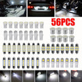 Car LED Interior Light Bulb Kit 56PCS 12V T10 Universal Fit | Map Dome Reading License Plate Luggage Compartment LED Replacement Bulbs