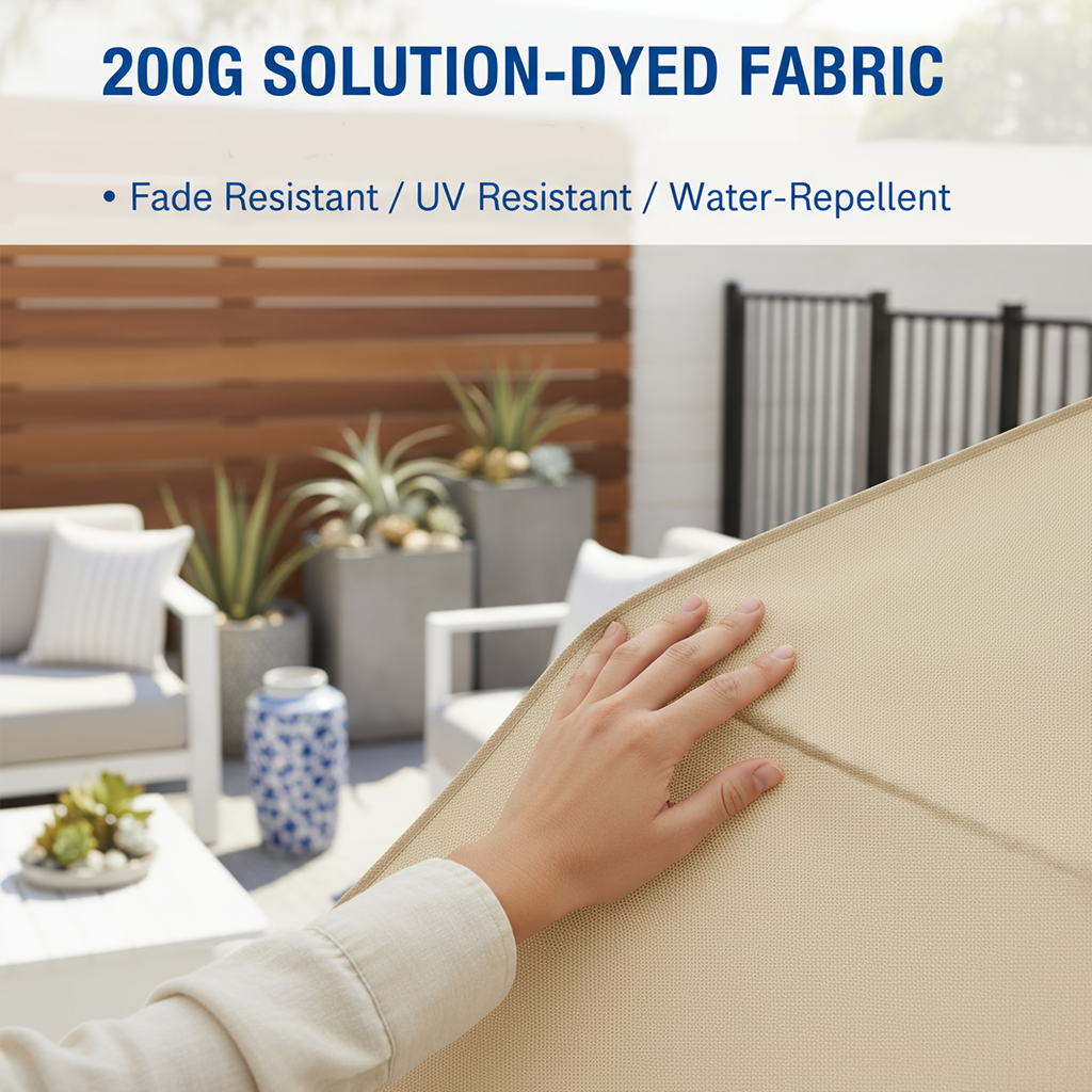 Patio Umbrella 10FT Offset Cantilever Solar LED Style with Tilt, Crank and 16 Base-Choice Color Options