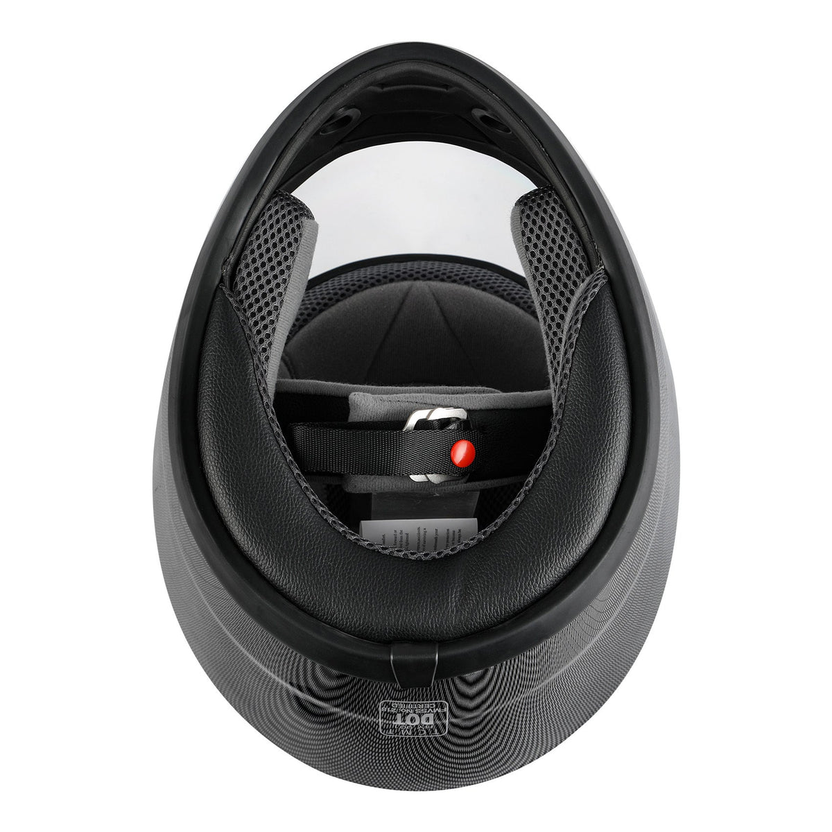 Motorcycle Helmet TCMT Full-Face Black Shell with Clear Shield, S-XL Size Chart, Interior Padding and Rear Vents