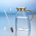 Glass Water Bottle Kettle Set – Heat-Resistant Large Capacity Fridge Door Storage with Cleaning Brush & Long Spoon – Perfect for Iced Tea