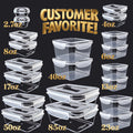 Food Storage Containers with Lids, 10- or 40-Piece PP Set with Easy-Snap Lids, Labels and Markers in Two Colors