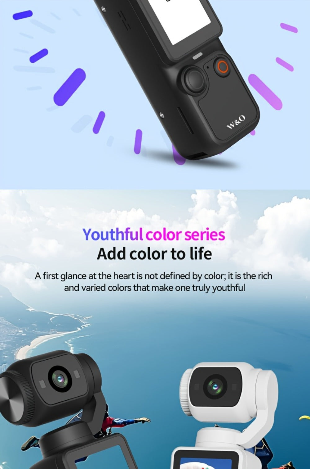 4K Pocket Camera with 180° Rotating Lens, 100MP, 2000mAh Battery & 32GB Card – 1.9" Screen, USB-C Charging, Webcam Function