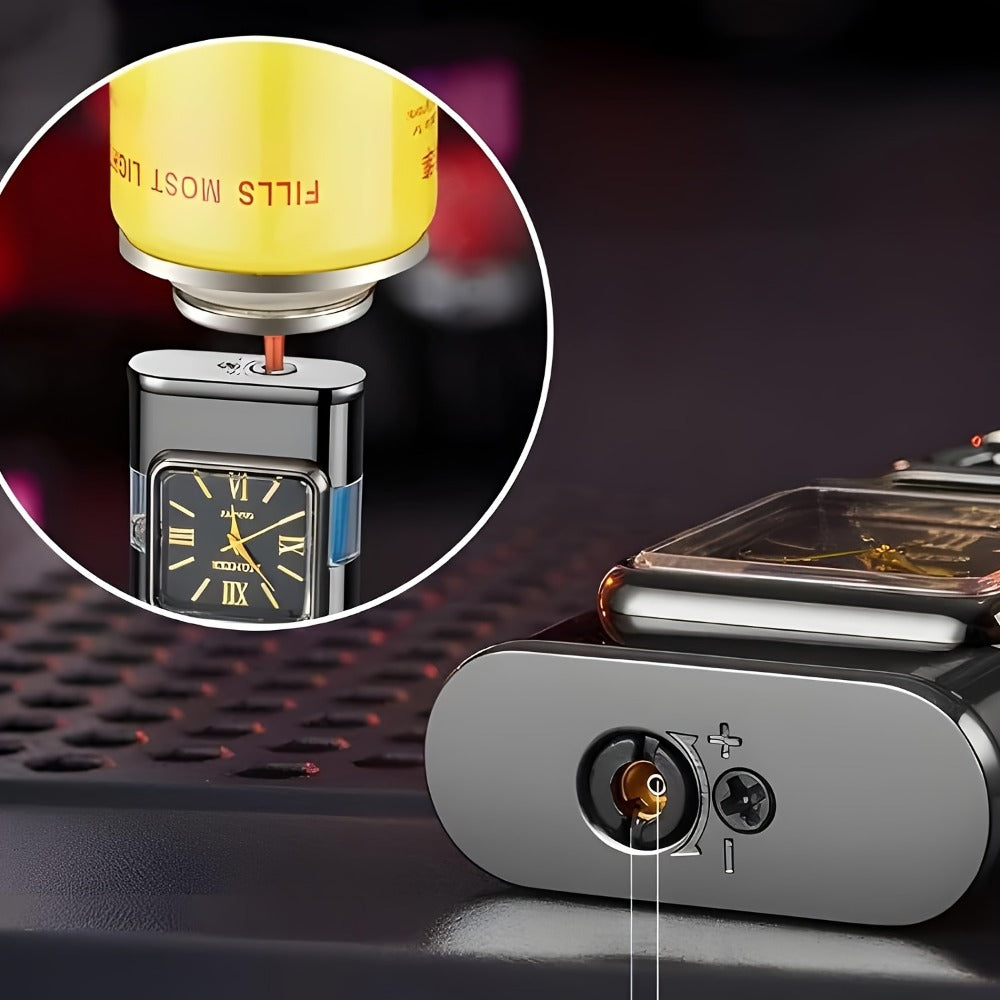 Double Flame Retro Metal Lighter Windproof Refillable Butane Outdoor Portable Quartz Ignition Dragon Eagle Gun Type Ice Golden Bronze