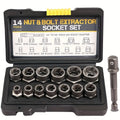 Nut Extractor Kit 14pcs, Damaged Bolt & Nut Remover Set with 13 Stripped Nut Extractors & 1 Hex Socket Adapter