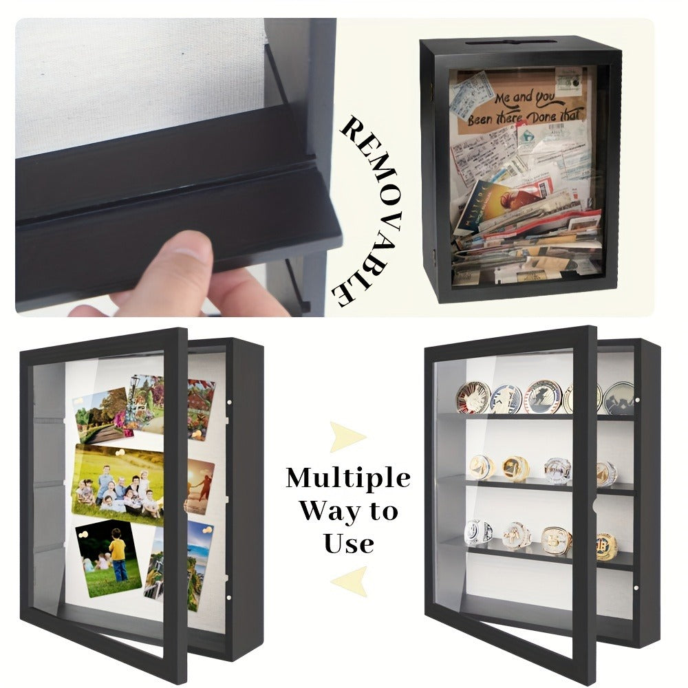 Shadow Box Frame with Linen Back, Large Rustic Memory Display Case 11x14 & 12x16 Inch for Photos