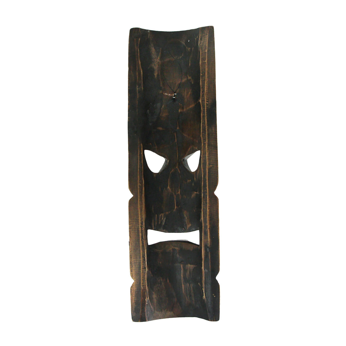 Tiki Wall Masks Set of 2 – Hand Carved Wooden 20" Tropical Decor with Palm Tree & Plumeria Designs for Indoor Outdoor Patio Bar