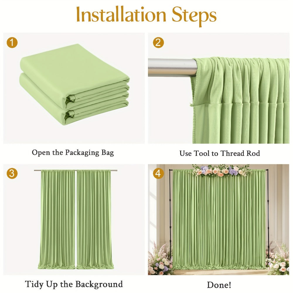 Party Backdrop Curtains 2pcs 59x118 Inch with Poles Wrinkle-Resistant Non-Transparent Fabric for an Everyday Personal Care Routine