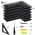 Corner Wall Shelf Set with L-Shaped Boards, Metal Brackets, Five- or Six-Piece Options and Seven Finishes