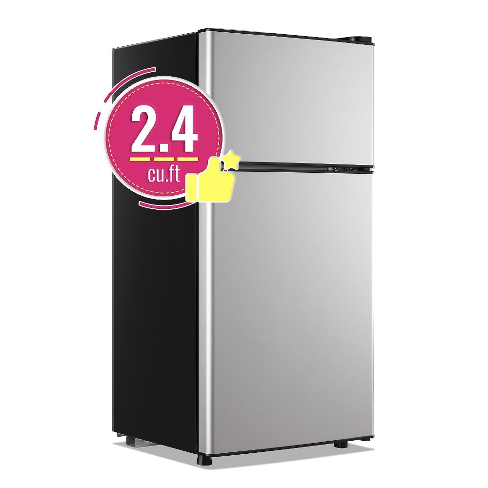 Compact Refrigerator, 3.2 Cu Ft Single Door Mini Fridge with 4-Layer Storage, Removable Shelves, Crisper Drawer & Adjustable Temperature