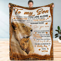 Lion Artwork Throw Blanket with To My Son Message from Mom in 50 x 60 or 60 x 80-Inch Sizes
