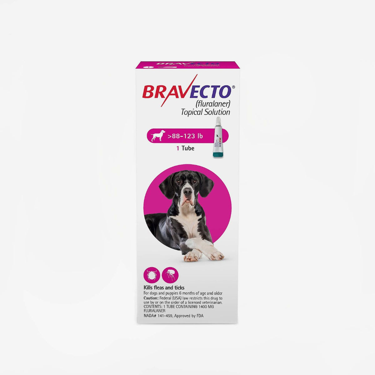 Prescription Flea and Tick Treatment for Dogs Topical Solution / 88-123 lbs; 1400 mg