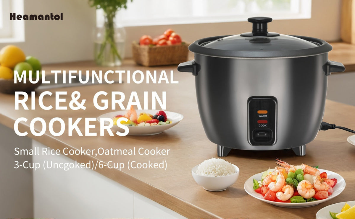 Rice Cooker & Yogurt Maker 3-Cup Nonstick, 1.5Qt Multicooker with Auto Keep, One-Touch Operation