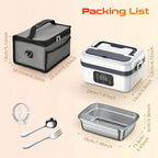 Heated Lunch Box, 8000mAh Battery-Powered 60W 1L Food Warmer with Timer and Power Bank Function