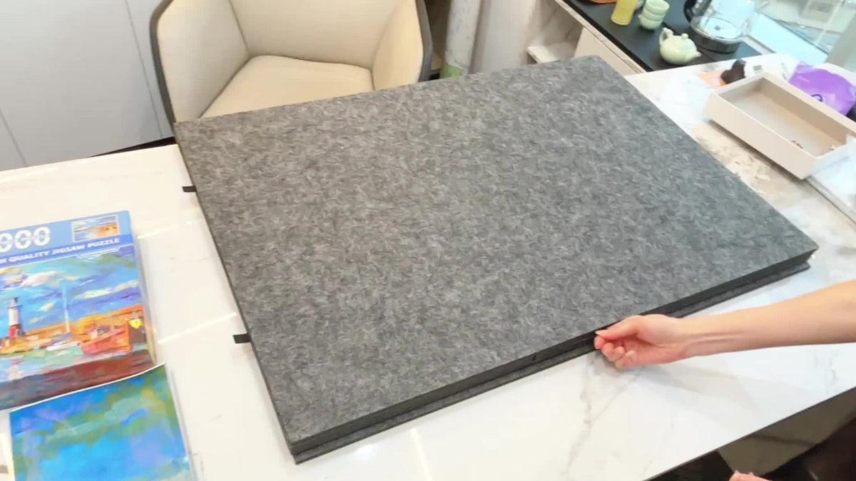 Gray Puzzle Board Collection with 1000- or 1500-Piece Sizes, Drawer and No-Drawer Options in Five Models