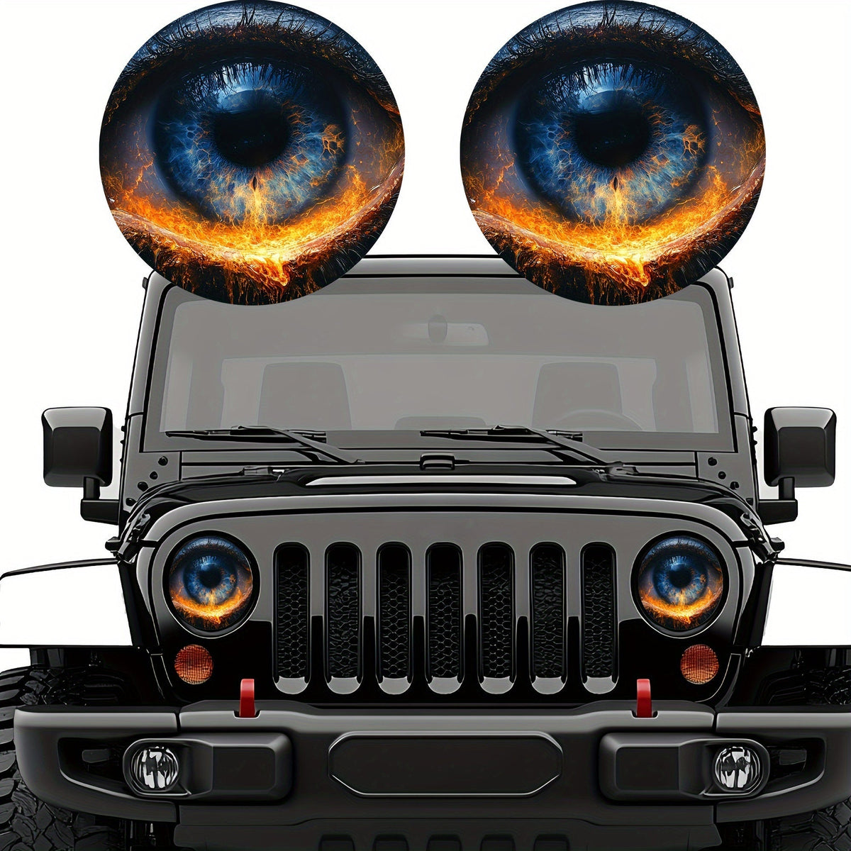 3D Beast Eye Headlight Stickers – Funny Car Headlight Decals for Jeep Round Headlights, Truck Body, Bumper & Window Decoration