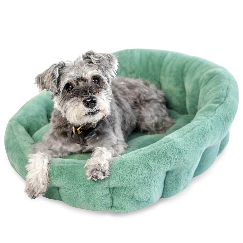 Faux Fur Lounger Dog Bed Green / Small