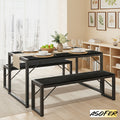 45.5-Inch Three-Piece Dining Table Set with Rectangular Table, Two Backless Benches and Three Colors