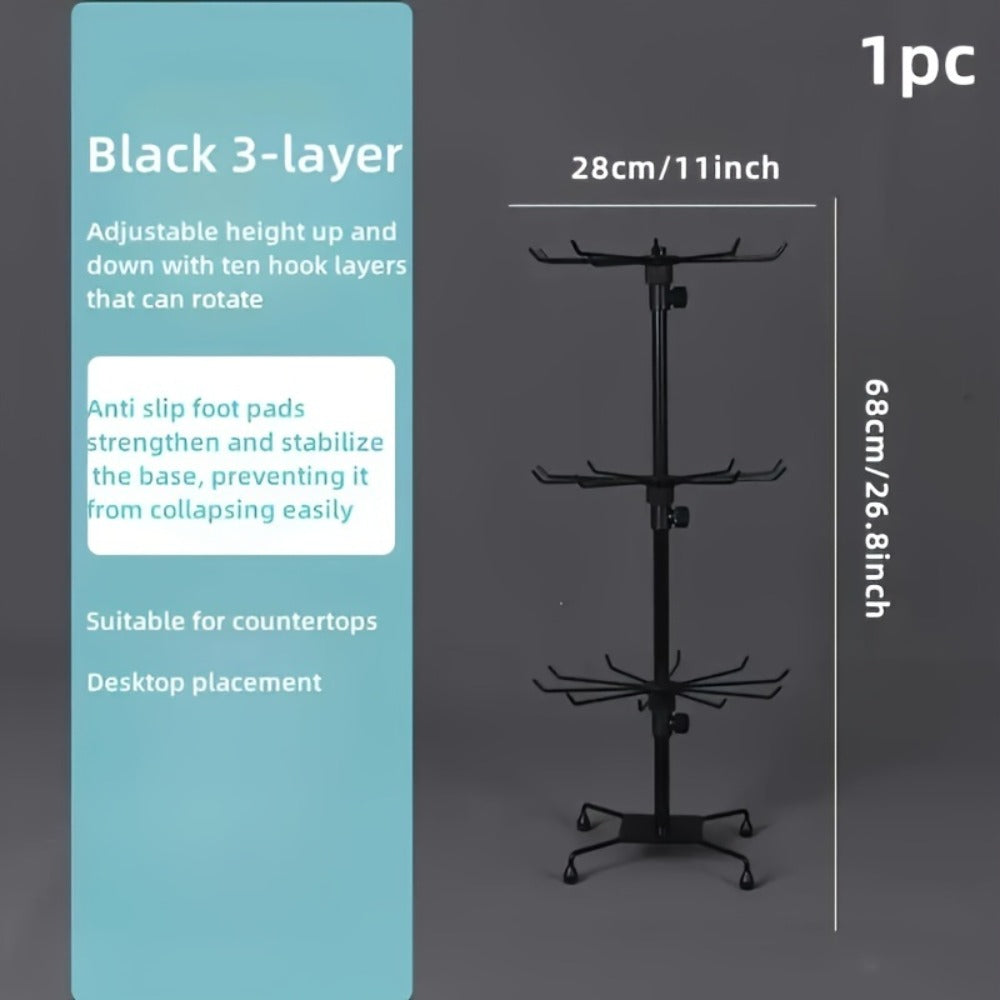 Display Rack - Rotating 3 Tier Adjustable Jewelry Stand with Spinning Base for Jewelry - product detail view 3
