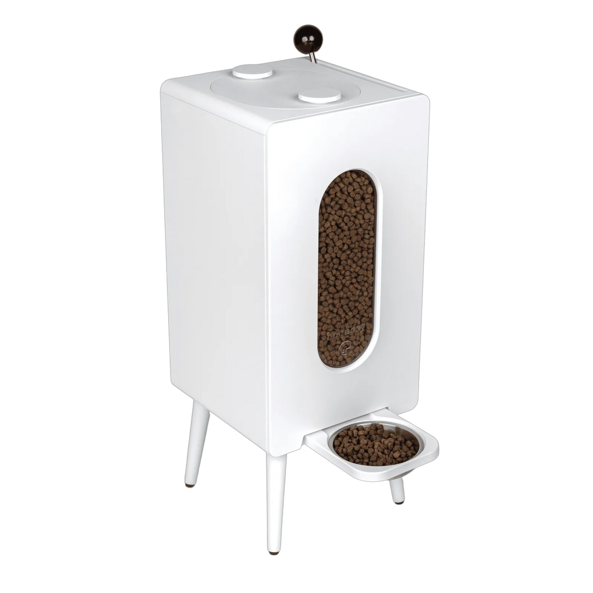 Dog food storage dispenser with mid century feeder styling, product image 16
