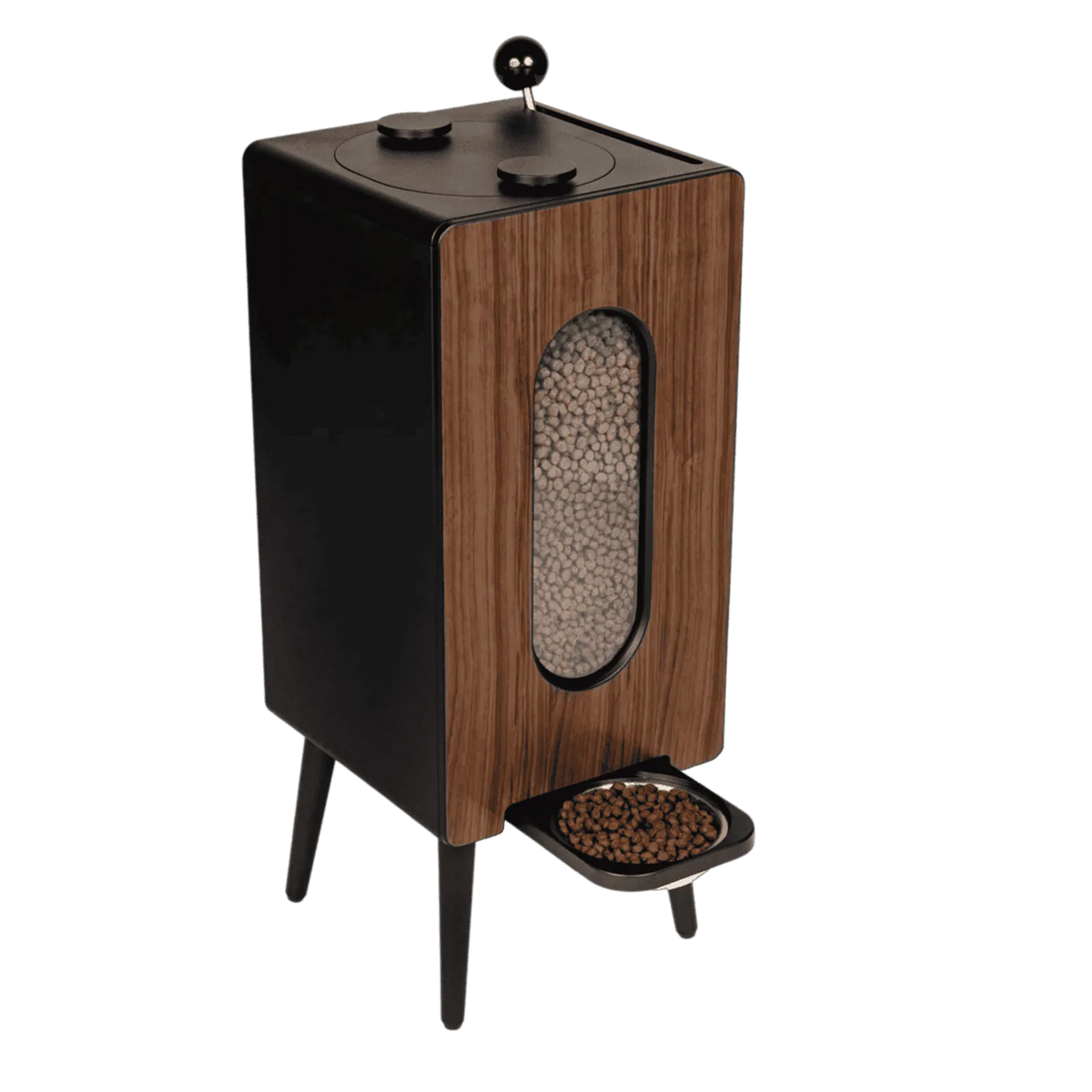 Dog food storage dispenser with mid century feeder styling, product image 19