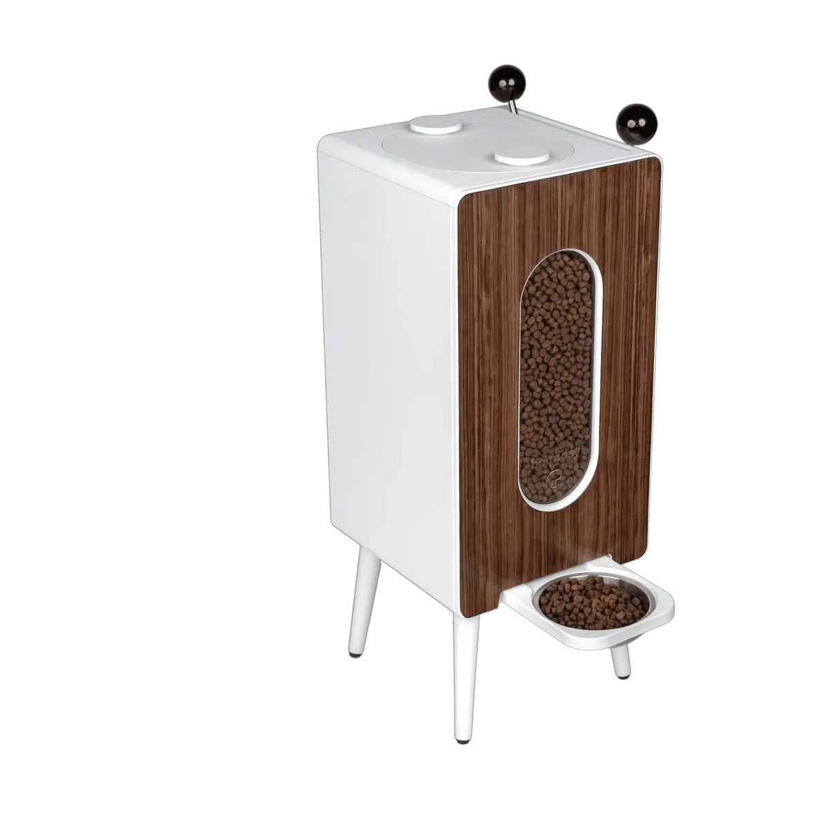 Dog food storage dispenser with mid century feeder styling, product image 21