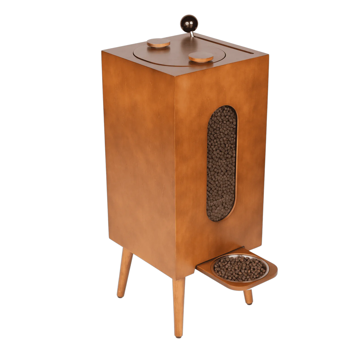 Dog food storage dispenser with mid century feeder styling, product image 22
